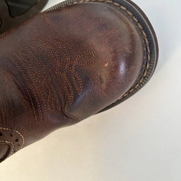 Justin Gypsy Brown Leather Teal Embroidered Cowboy Boots Womens Size 6B Boho - Picture 9 of 13